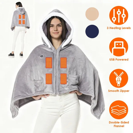 Super Cozy Heated Hoodie Blanket for Home or Travel