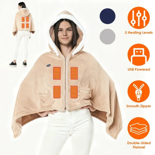 Super Cozy Heated Hoodie Blanket for Home or Travel