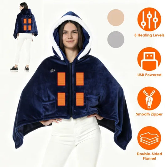 Super Cozy Heated Hoodie Blanket for Home or Travel