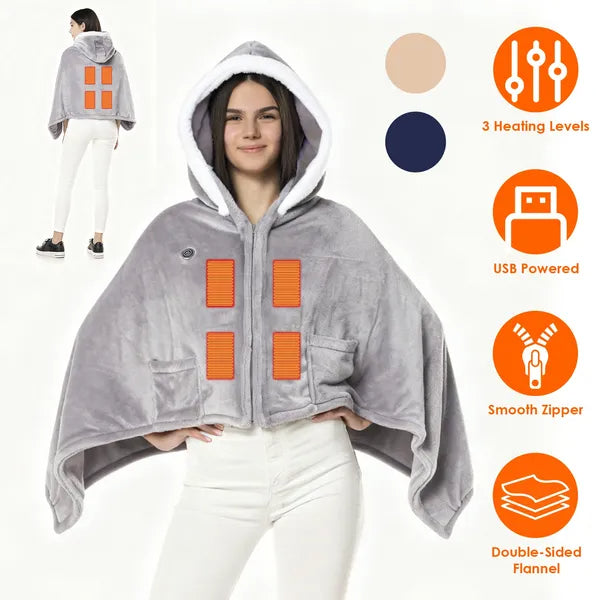 Super Cozy Heated Hoodie Blanket for Home or Travel