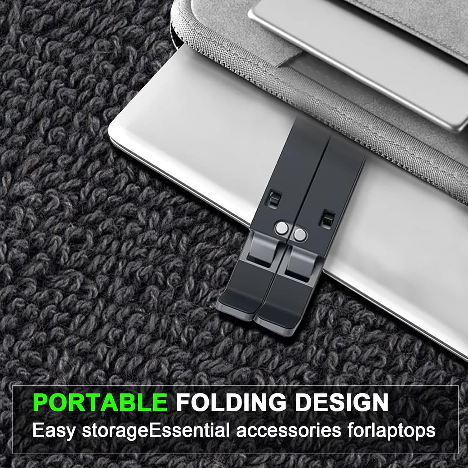 10-Levels Angles Adjustable Laptop Stand for Desk, Foldable Riser, Portable Holder Mount, Ventilated Cooling Computer Notebook Stand (Black)